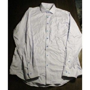 Twillory Mens Button Down Blue White Size 17 36/37 Trim Fit Safe Cotton